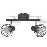 Aplice perete cadru sârmă, stil industrial, negru, 2 becuri LED Aplice perete cadru sârmă, stil industrial, negru, 2 becuri LED
