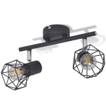 Aplice perete cadru sârmă, stil industrial, negru, 2 becuri LED Aplice perete cadru sârmă, stil industrial, negru, 2 becuri LED