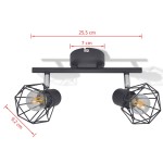 Aplice perete cadru sârmă, stil industrial, negru, 2 becuri LED Aplice perete cadru sârmă, stil industrial, negru, 2 becuri LED