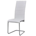 vidaXL Scaune de bucătărie consolă, 2 buc., alb, piele ecologică