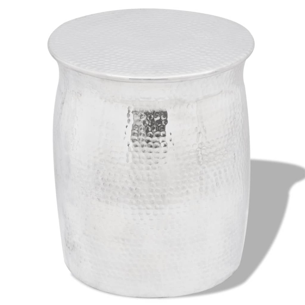 vidaXL Scaun/Masă laterală din aluminiu bătut la ciocan, argintiu