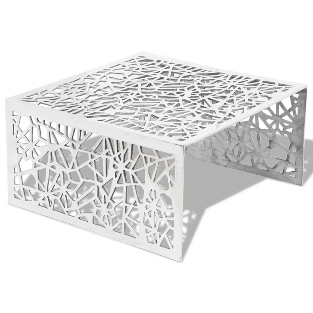 vidaXL Măsuță de cafea cu design geometric, argintiu, aluminiu