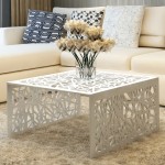 vidaXL Măsuță de cafea cu design geometric, argintiu, aluminiu vidaXL Măsuță de cafea cu design geometric, argintiu, aluminiu