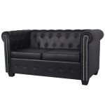 vidaXL Canapea Chesterfield cu 2 locuri, piele artificială, negru vidaXL Canapea Chesterfield cu 2 locuri, piele artificială, negru