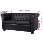 vidaXL Canapea Chesterfield cu 2 locuri, piele artificială, negru vidaXL Canapea Chesterfield cu 2 locuri, piele artificială, negru