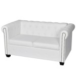 vidaXL Canapea Chesterfield cu 2 locuri, piele artificială, alb vidaXL Canapea Chesterfield cu 2 locuri, piele artificială, alb