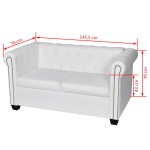 vidaXL Canapea Chesterfield cu 2 locuri, piele artificială, alb vidaXL Canapea Chesterfield cu 2 locuri, piele artificială, alb