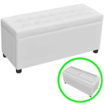 vidaXL Taburet de depozitare, piele artificială, alb vidaXL Taburet de depozitare, piele artificială, alb