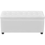 vidaXL Taburet de depozitare, piele artificială, alb vidaXL Taburet de depozitare, piele artificială, alb