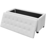 vidaXL Taburet de depozitare, piele artificială, alb vidaXL Taburet de depozitare, piele artificială, alb