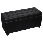 vidaXL Taburet de depozitare, piele artificială, negru