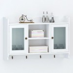 Dulap de perete din MDF alb, raft prezentare pentru cărți/DVD Dulap de perete din MDF alb, raft prezentare pentru cărți/DVD