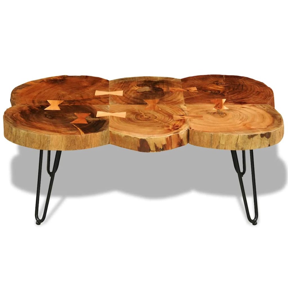 vidaXL Măsuță de cafea, 35 cm, 6 butuci, lemn masiv de acacia