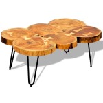 vidaXL Măsuță de cafea, 35 cm, 6 butuci, lemn masiv de acacia vidaXL Măsuță de cafea, 35 cm, 6 butuci, lemn masiv de acacia