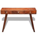 vidaXL Masă consolă cu 3 sertare, 76 cm, lemn masiv de acacia vidaXL Masă consolă cu 3 sertare, 76 cm, lemn masiv de acacia