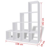 vidaXL Bibliotecă tip scară/Raft de expunere, alb, 142 cm vidaXL Bibliotecă tip scară/Raft de expunere, alb, 142 cm
