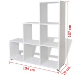 vidaXL Bibliotecă în trepte / Raft de expunere 107 cm Alb