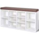 Banchetă de depozitare pantofi, 10 compartimente, alb Banchetă de depozitare pantofi, 10 compartimente, alb