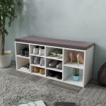 Banchetă de depozitare pantofi, 10 compartimente, alb Banchetă de depozitare pantofi, 10 compartimente, alb