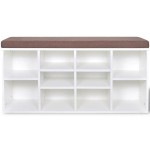 Banchetă de depozitare pantofi, 10 compartimente, alb Banchetă de depozitare pantofi, 10 compartimente, alb