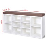 Banchetă de depozitare pantofi, 10 compartimente, alb Banchetă de depozitare pantofi, 10 compartimente, alb