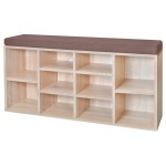 Banchetă de depozitare pantofi, 10 compartimente, culoare stejar Banchetă de depozitare pantofi, 10 compartimente, culoare stejar