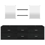 vidaXL Set mobilier de baie, 5 piese, negru, lemn prelucrat