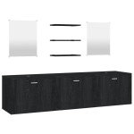vidaXL Set mobilier de baie, 6 piese, negru, lemn prelucrat