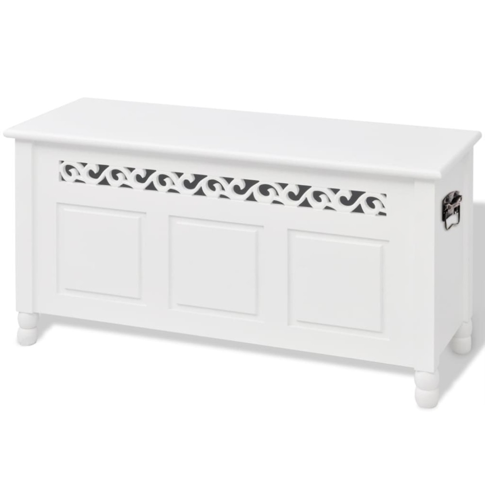vidaXL Bancă de depozitare stil baroc, MDF, Alb