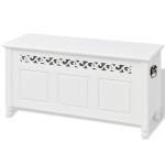 vidaXL Bancă de depozitare stil baroc, MDF, Alb vidaXL Bancă de depozitare stil baroc, MDF, Alb