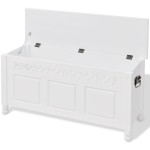 vidaXL Bancă de depozitare stil baroc, MDF, Alb vidaXL Bancă de depozitare stil baroc, MDF, Alb