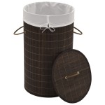 vidaXL Coș de rufe din bambus, maro închis, rotund vidaXL Coș de rufe din bambus, maro închis, rotund