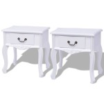 vidaXL Noptiere din lemn MDF alb 2 buc. vidaXL Noptiere din lemn MDF alb 2 buc.
