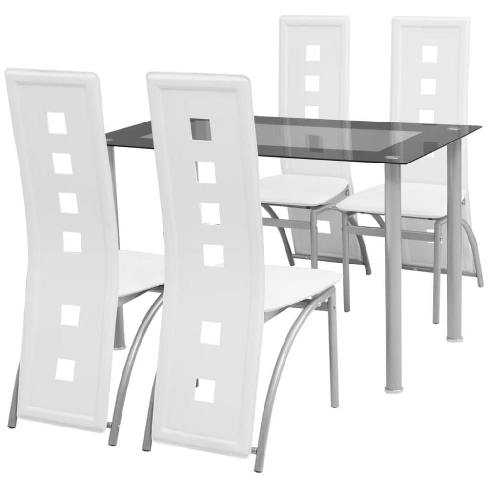 vidaXL Set masă cu scaune, 5 piese, alb