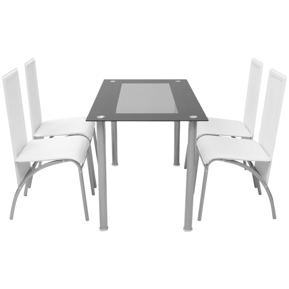 vidaXL Set masă cu scaune, 5 piese, Alb