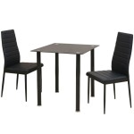 vidaXL Set masă și scaune de bucătărie, negru, 3 piese vidaXL Set masă și scaune de bucătărie, negru, 3 piese