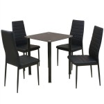 vidaXL Set masă și scaune de bucătărie, negru, 5 piese vidaXL Set masă și scaune de bucătărie, negru, 5 piese