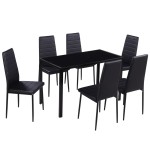 vidaXL Set masă și scaune de bucătărie 7 piese, negru vidaXL Set masă și scaune de bucătărie 7 piese, negru