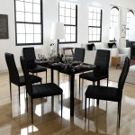 vidaXL Set masă și scaune de bucătărie 7 piese, negru vidaXL Set masă și scaune de bucătărie 7 piese, negru