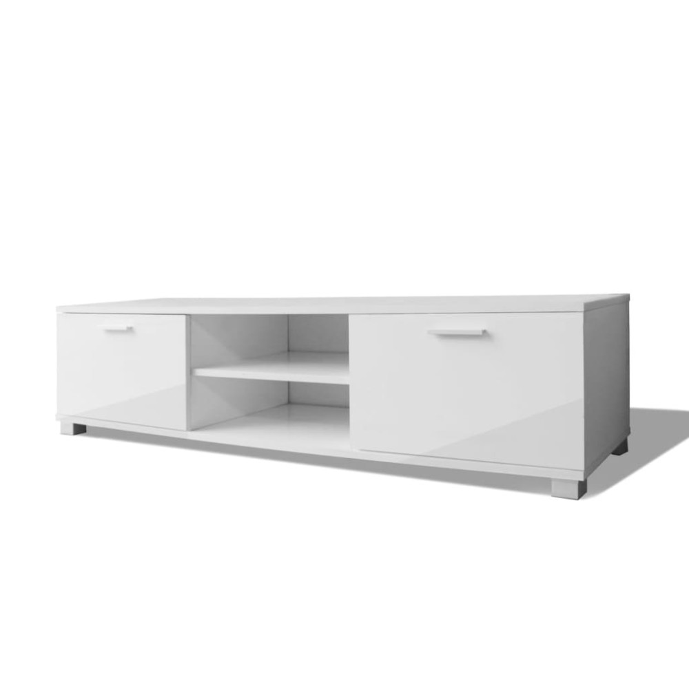 vidaXL Comodă TV, alb extralucios, 140 x 40,5 x 35 cm