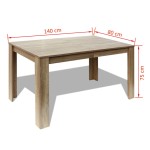 vidaXL Masă de bucătărie, 140 x 80 x 75 cm, lemn de stejar vidaXL Masă de bucătărie, 140 x 80 x 75 cm, lemn de stejar