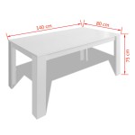 vidaXL Masă de bucătărie, 140 x 80 x 75 cm, alb vidaXL Masă de bucătărie, 140 x 80 x 75 cm, alb