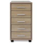 vidaXL Unitate sertare de birou cu rotile, 5 sertare, stejar vidaXL Unitate sertare de birou cu rotile, 5 sertare, stejar