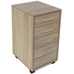 vidaXL Unitate sertare de birou cu rotile, 5 sertare, stejar vidaXL Unitate sertare de birou cu rotile, 5 sertare, stejar