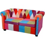 vidaXL Canapea Chesterfield, cu 2 locuri, material textil vidaXL Canapea Chesterfield, cu 2 locuri, material textil