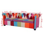 vidaXL Canapea Chesterfield, cu 3 locuri, material textil vidaXL Canapea Chesterfield, cu 3 locuri, material textil