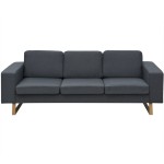 vidaXL Canapea cu 3 locuri, gri închis, material textil vidaXL Canapea cu 3 locuri, gri închis, material textil