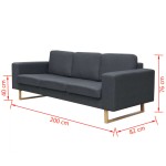 vidaXL Canapea cu 3 locuri, gri închis, material textil vidaXL Canapea cu 3 locuri, gri închis, material textil