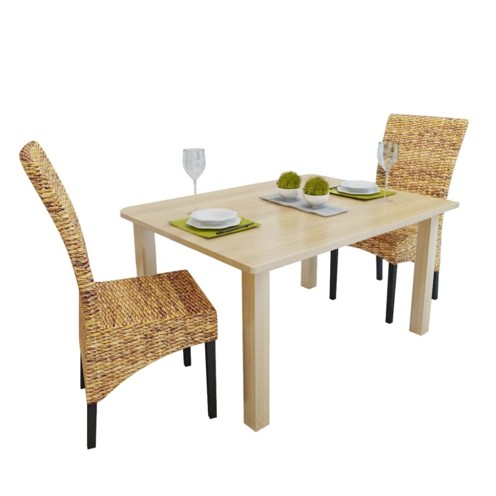 vidaXL Scaune de bucătărie, 2 buc., abaca & lemn masiv de mango