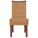 vidaXL Scaune de bucătărie, 2 buc., maro, ratan natural